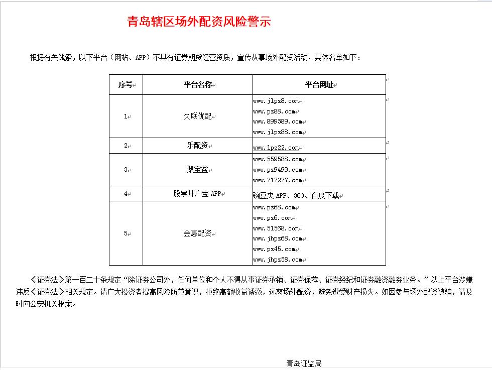 多地证监局开场外配资黑名单_非法场外配资监管_炒股配资平台